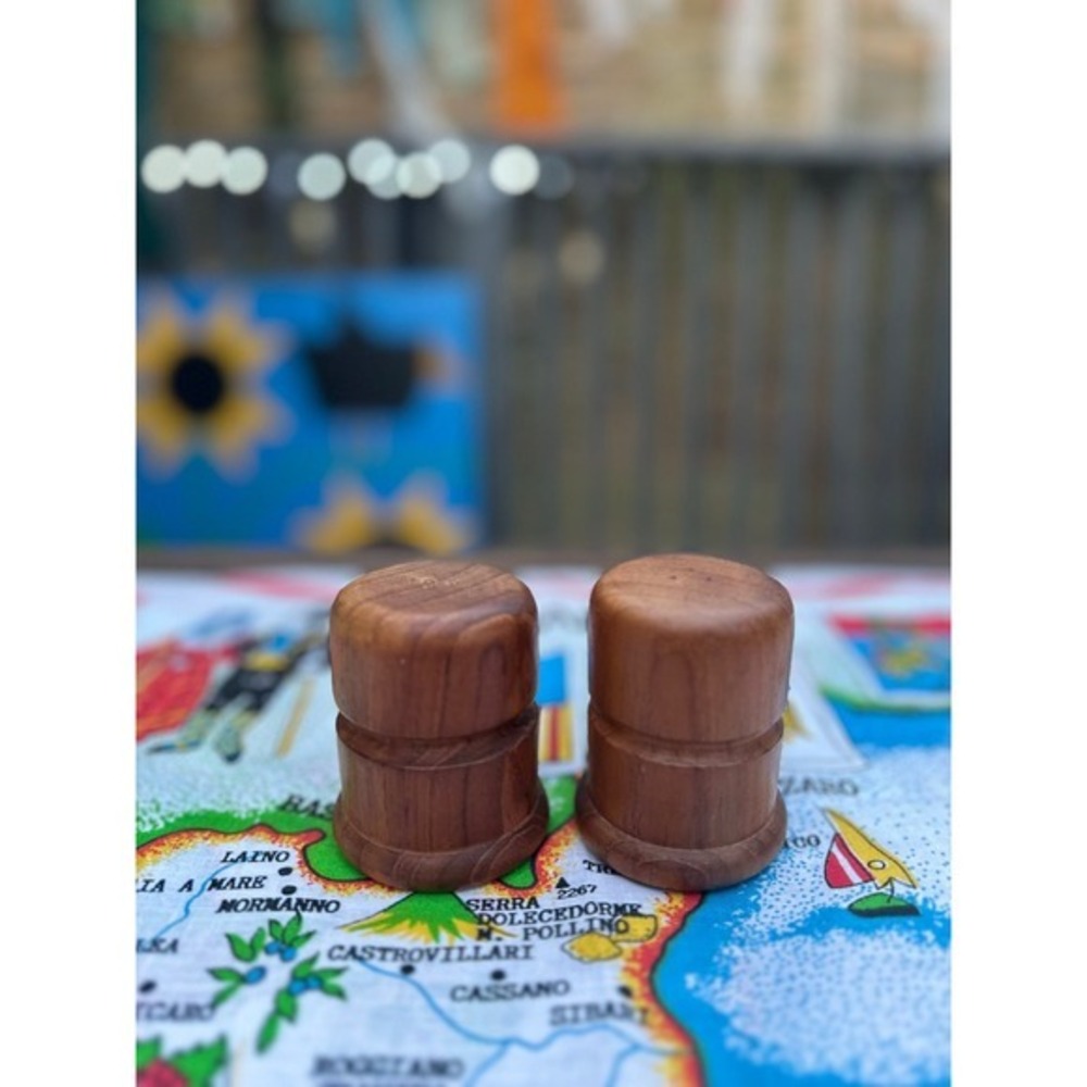 Vintage MCM Danish Modern Teak Wood Salt & Pepper Shakers Retro Kitchen